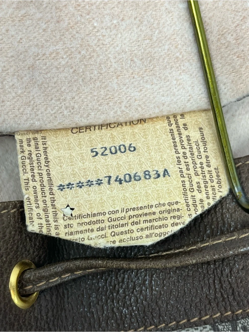 GUCCI Sherry Line Drawstring Shoulder Bag & Dustbag GG Brown Monogram VTG Italy - Picture 13 of 16